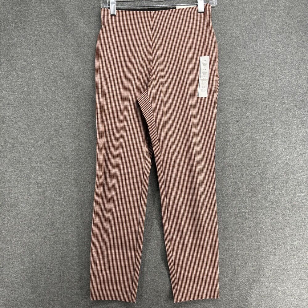 NWT A New Day Skinny Ankle Pants Womens 2 High Rise Pink Plaid Stretch Trousers